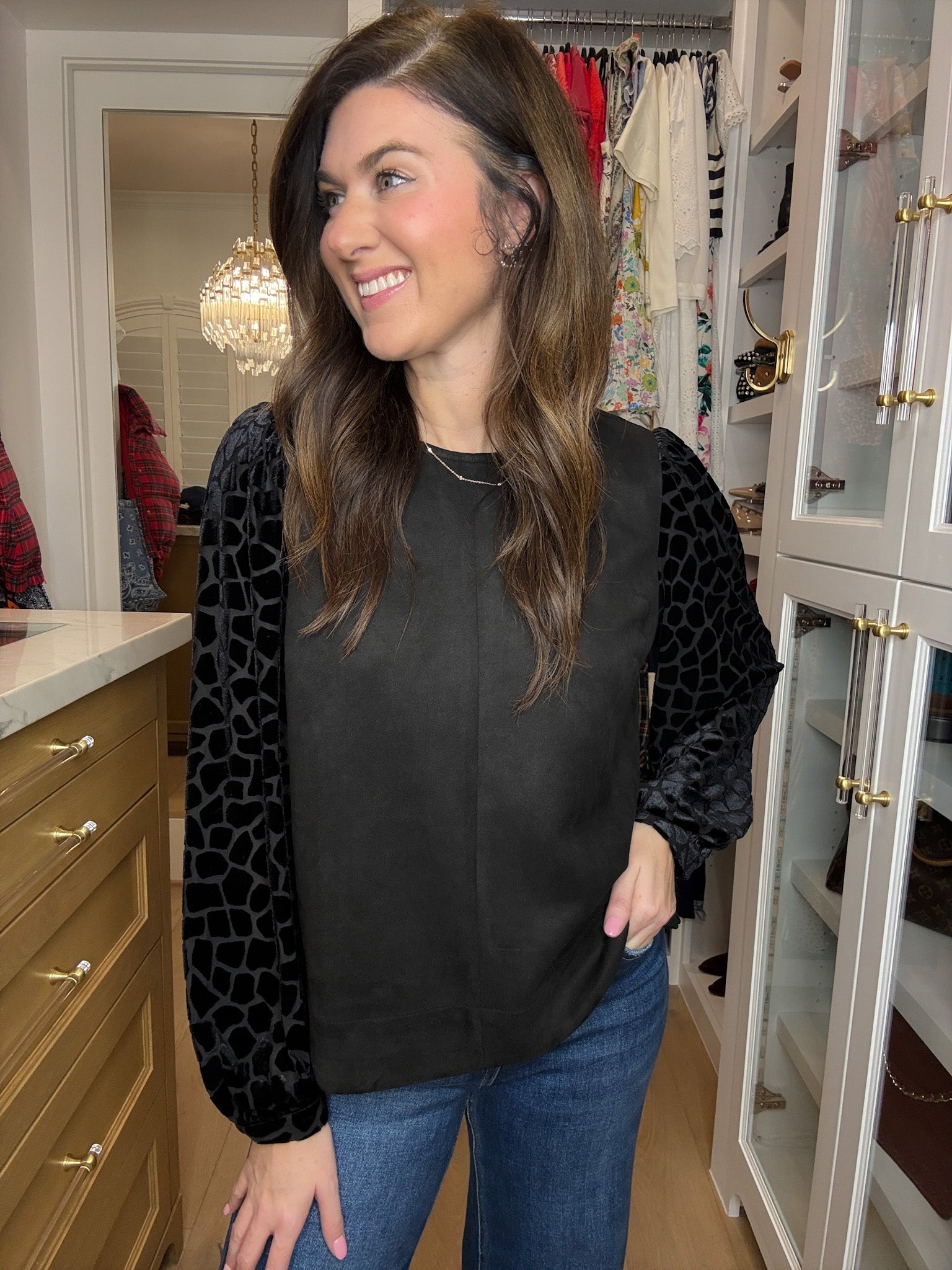 Modern Muse Velvet Sleeve Top