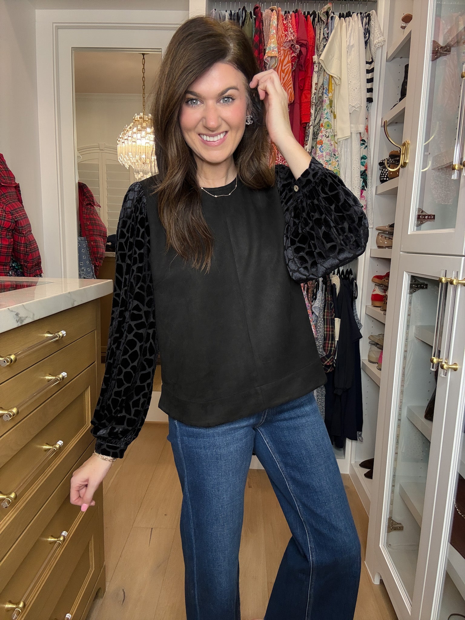 Modern Muse Velvet Sleeve Top