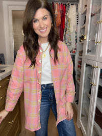 Pink Skies Plaid Button Down