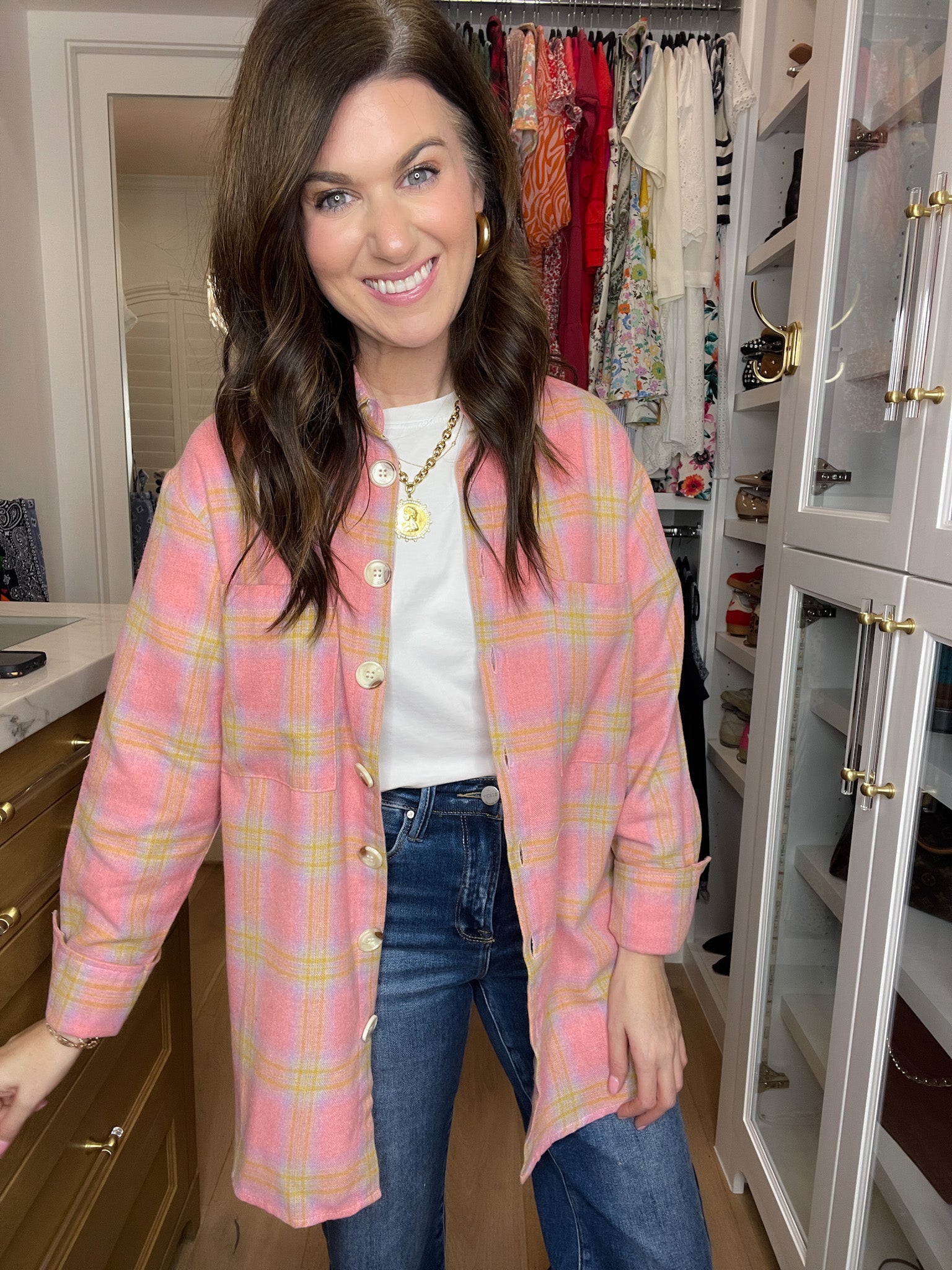 Pink Skies Plaid Button Down