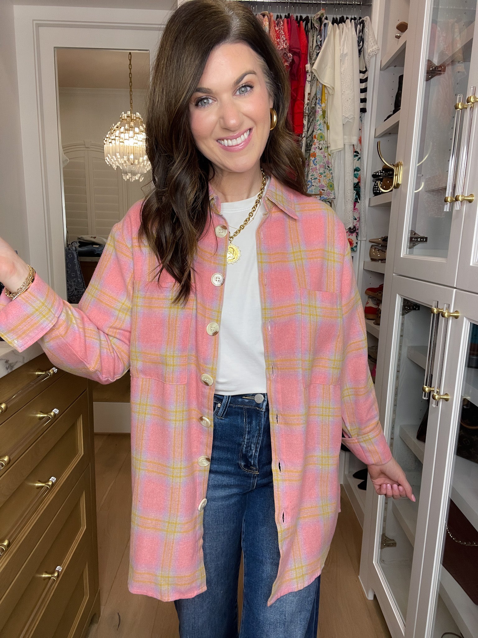 Pink Skies Plaid Button Down