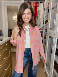 Pink Skies Plaid Button Down