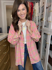 Pink Skies Plaid Button Down