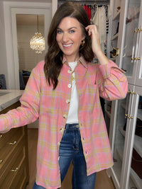 Pink Skies Plaid Button Down