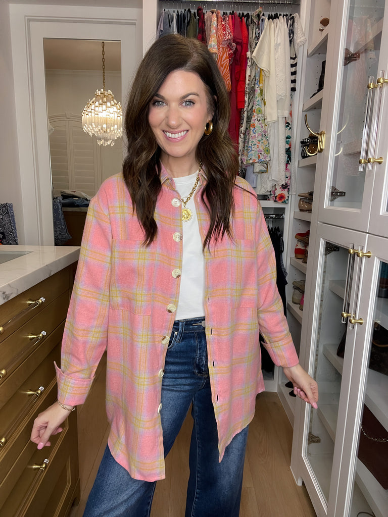 Pink Skies Plaid Button Down