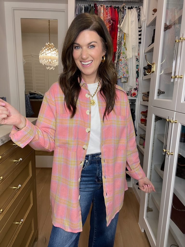 Pink Skies Plaid Button Down