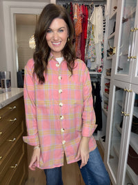 Pink Skies Plaid Button Down