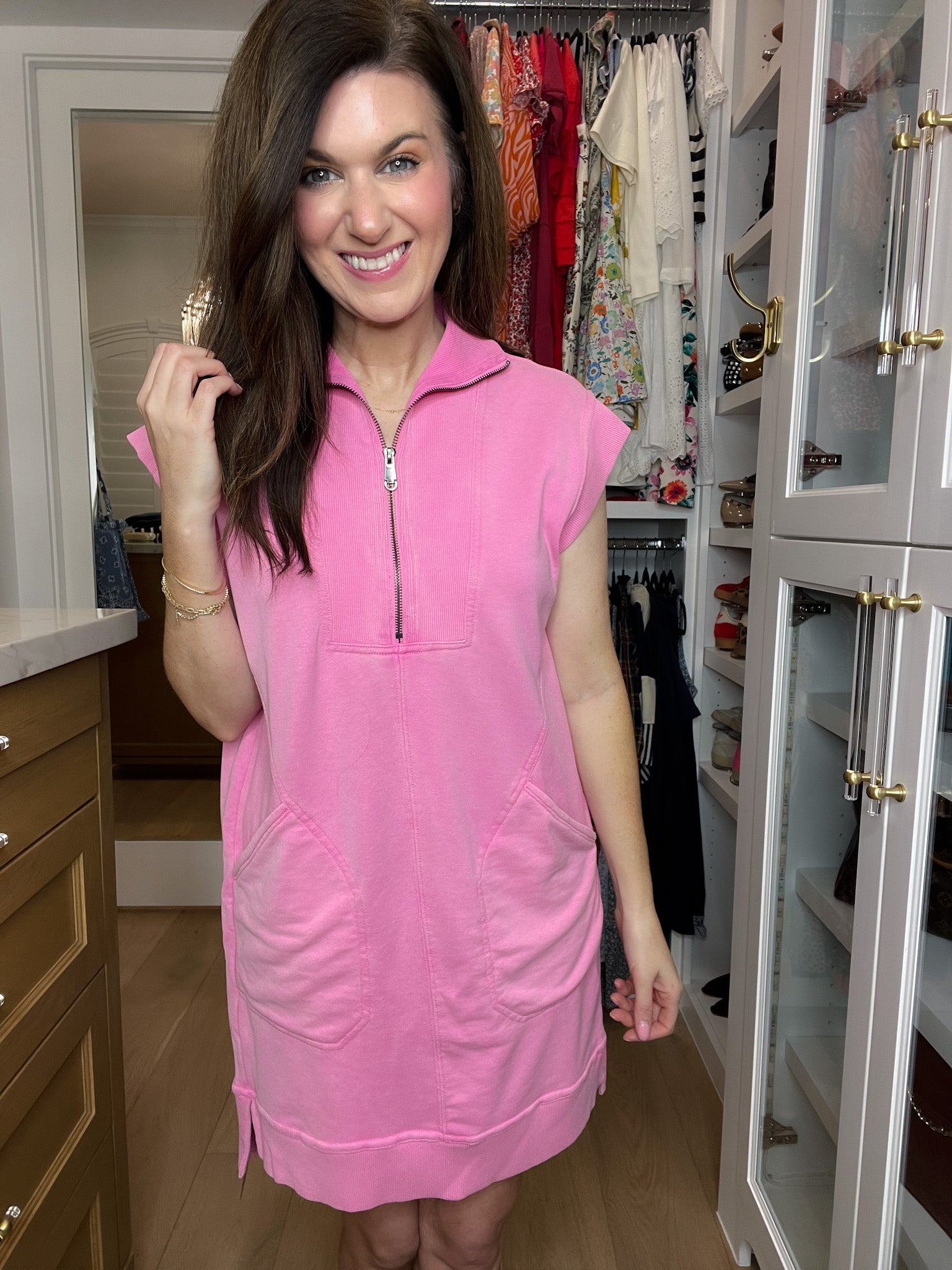 Shift into Gear Dress in Pink