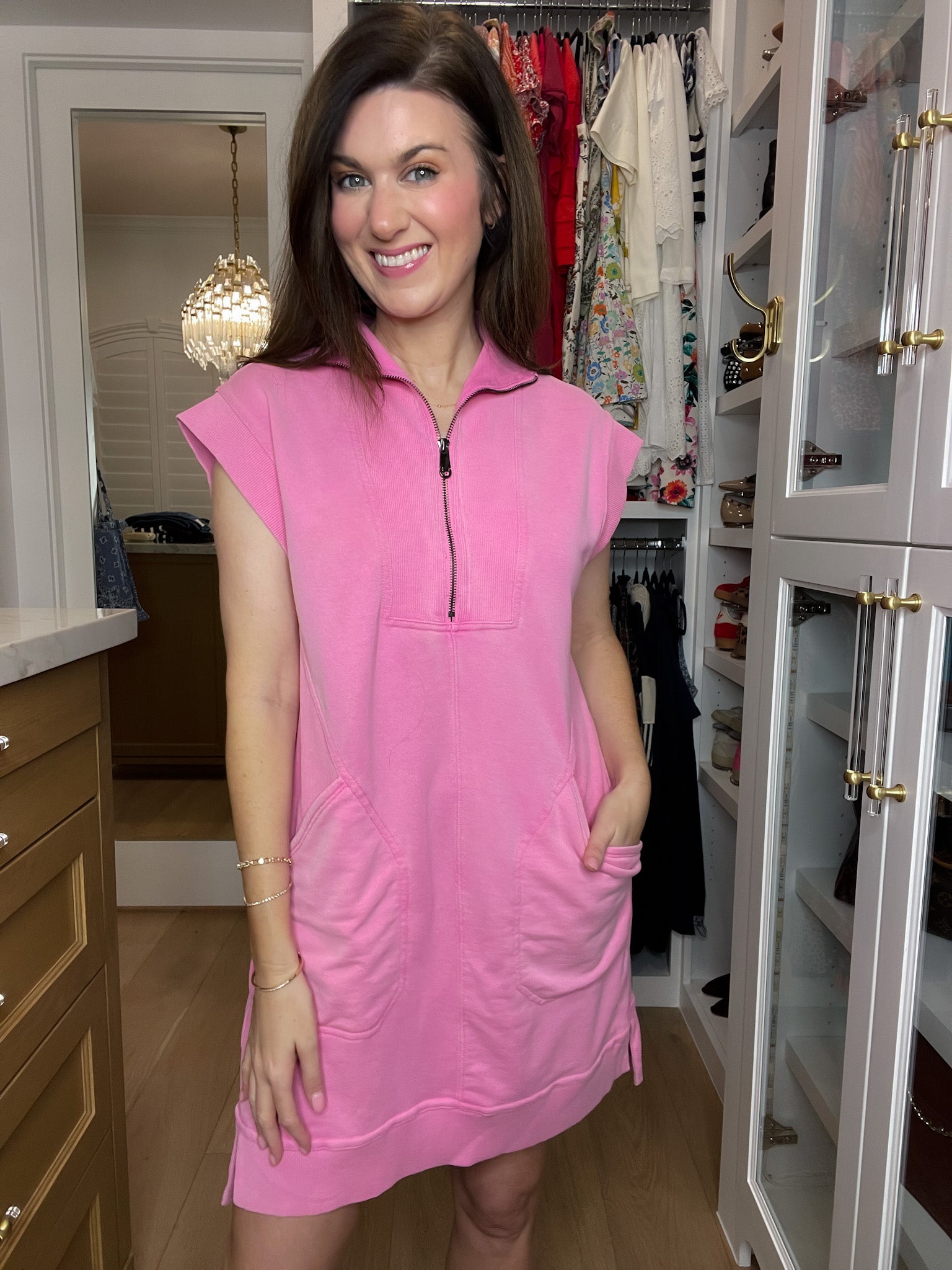 Shift into Gear Dress in Pink