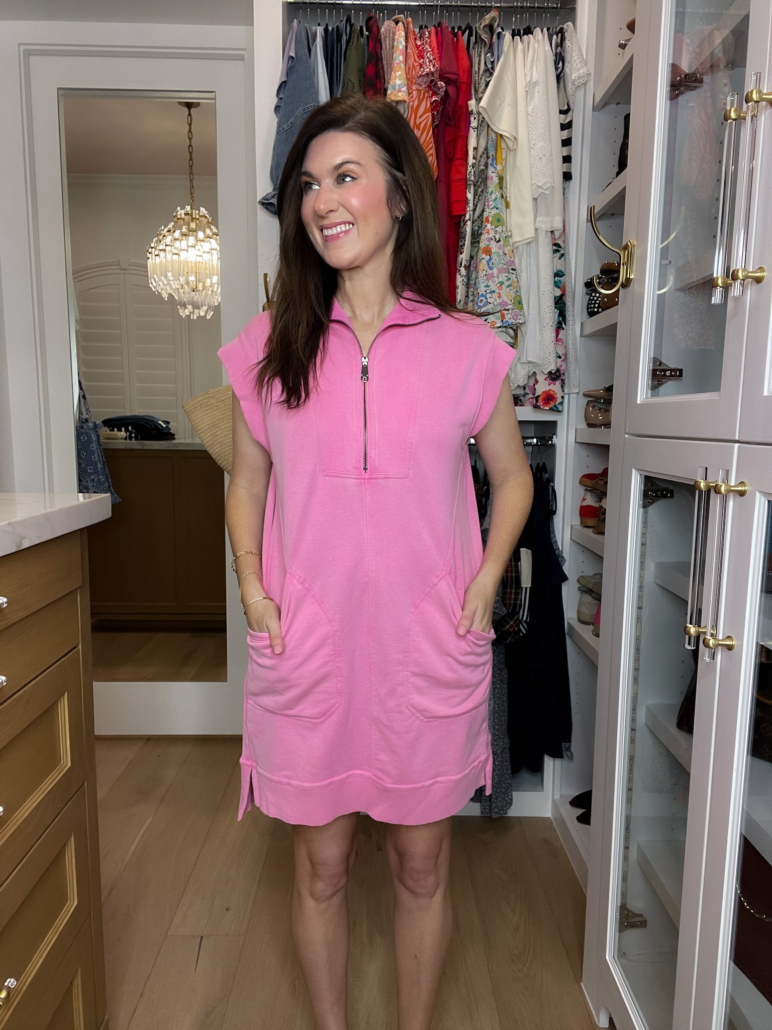 Shift into Gear Dress in Pink