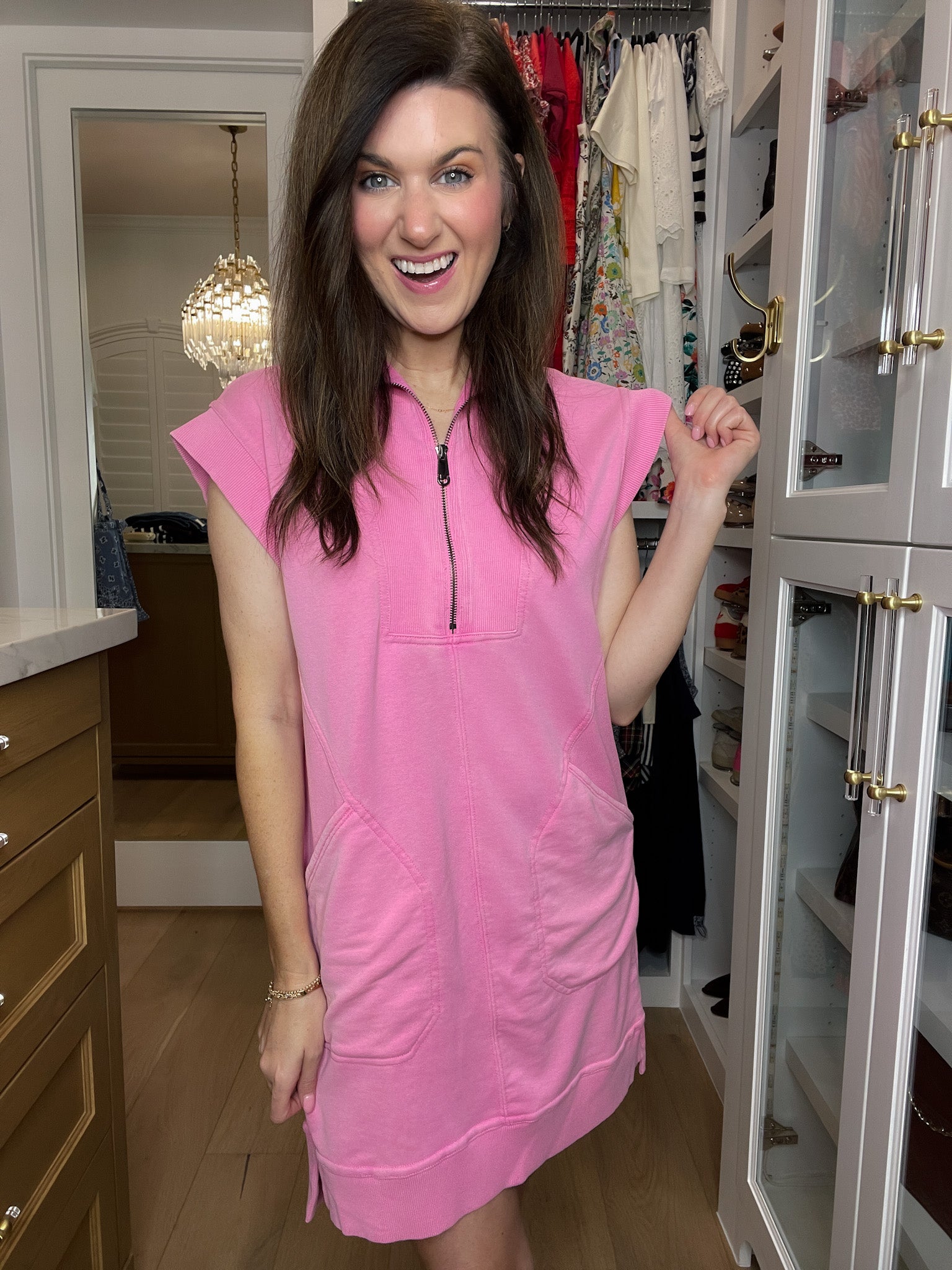 Shift into Gear Dress in Pink