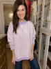 Off-Duty Mock Neck Pullover in Pink/Blue