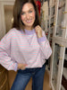 Off-Duty Mock Neck Pullover in Pink/Blue