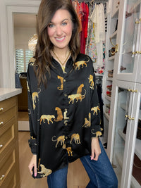 Golden Hour Cheetah Button Down in Black