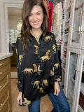 Golden Hour Cheetah Button Down in Black
