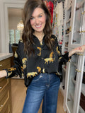Golden Hour Cheetah Button Down in Black