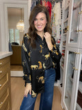 Golden Hour Cheetah Button Down in Black