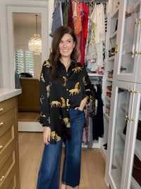 Golden Hour Cheetah Button Down in Black