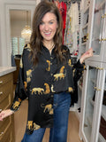Golden Hour Cheetah Button Down in Black