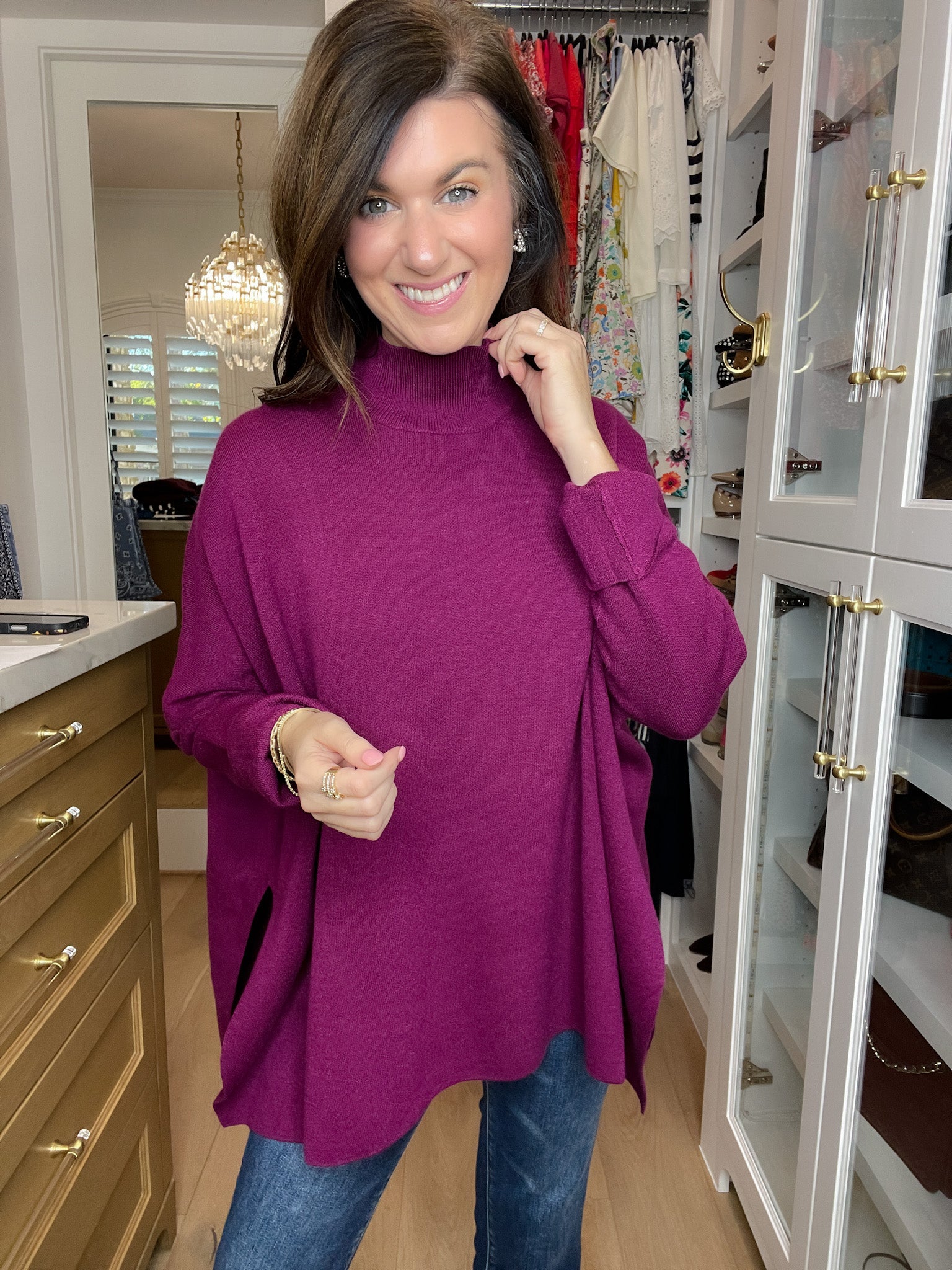 Ready to Charm Sweater Tunic in Plum