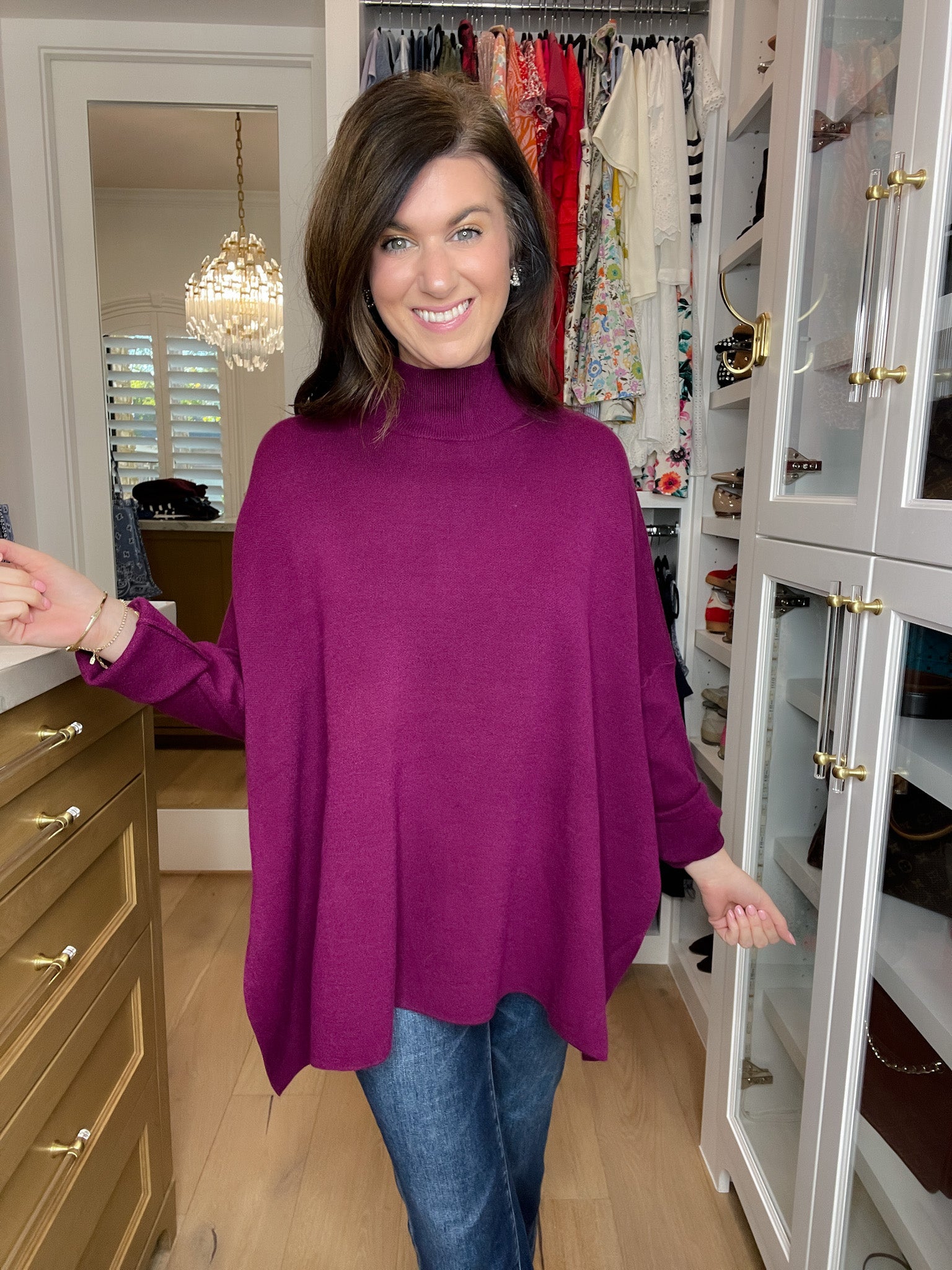 Ready to Charm Sweater Tunic in Plum
