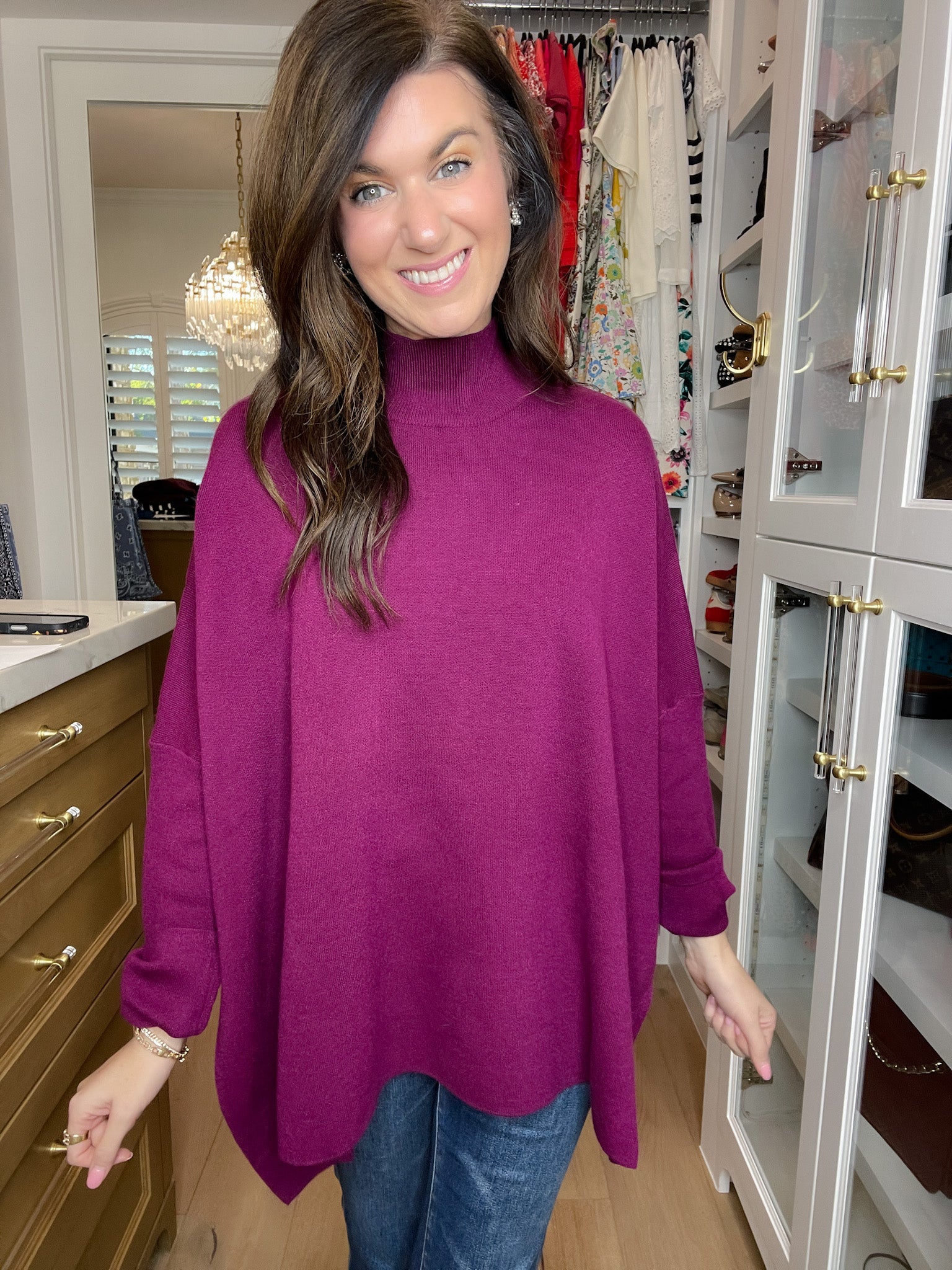 Ready to Charm Sweater Tunic in Plum