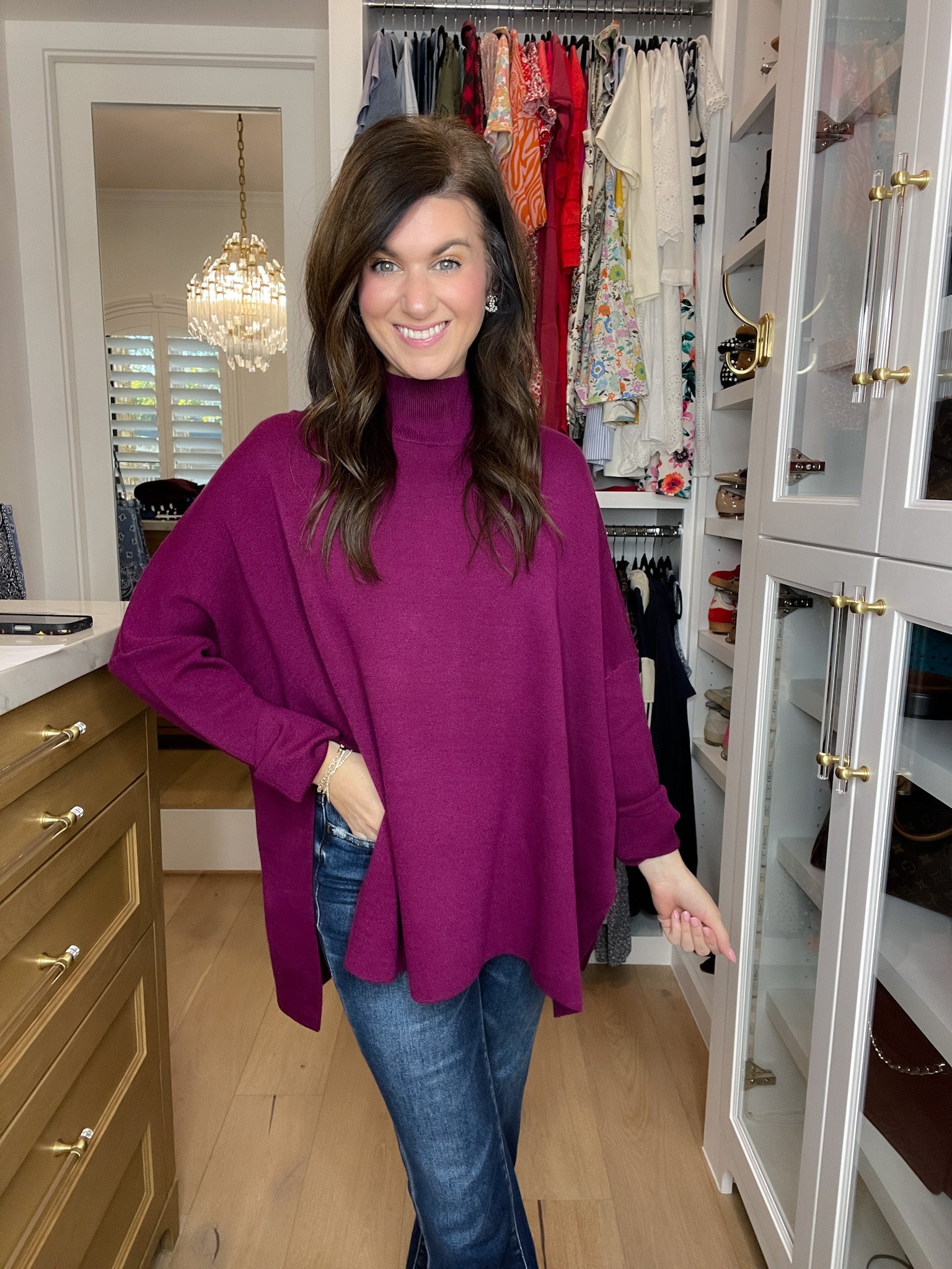 Ready to Charm Sweater Tunic in Plum