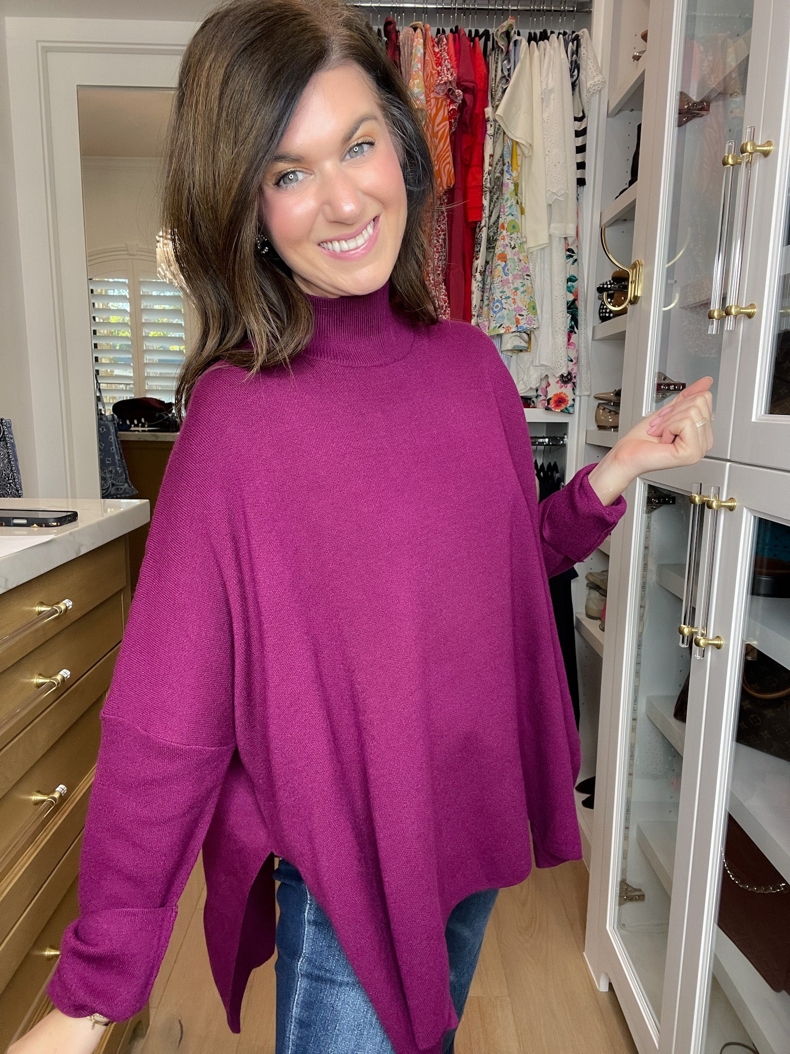 Ready to Charm Sweater Tunic in Plum