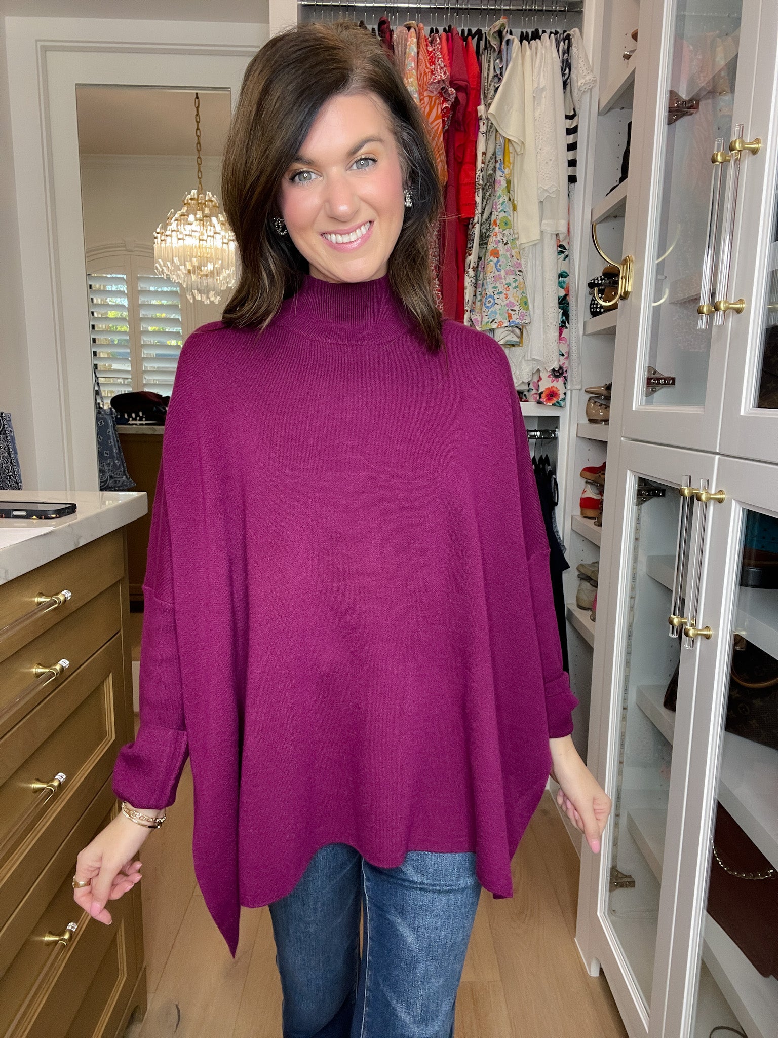 Ready to Charm Sweater Tunic in Plum