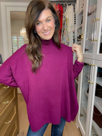 Ready to Charm Sweater Tunic in Plum