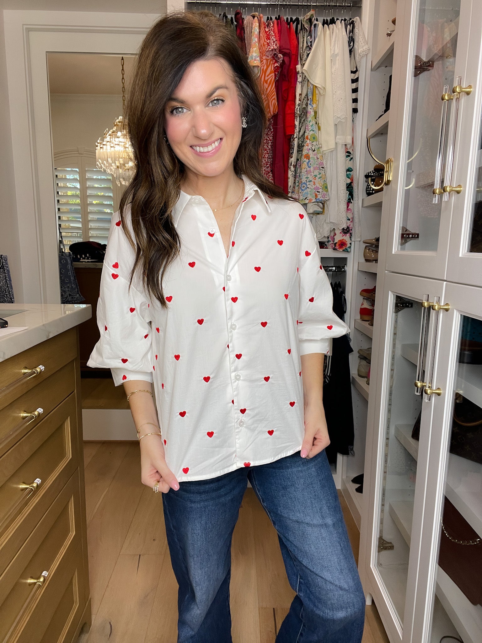 Love Note Button Down in White