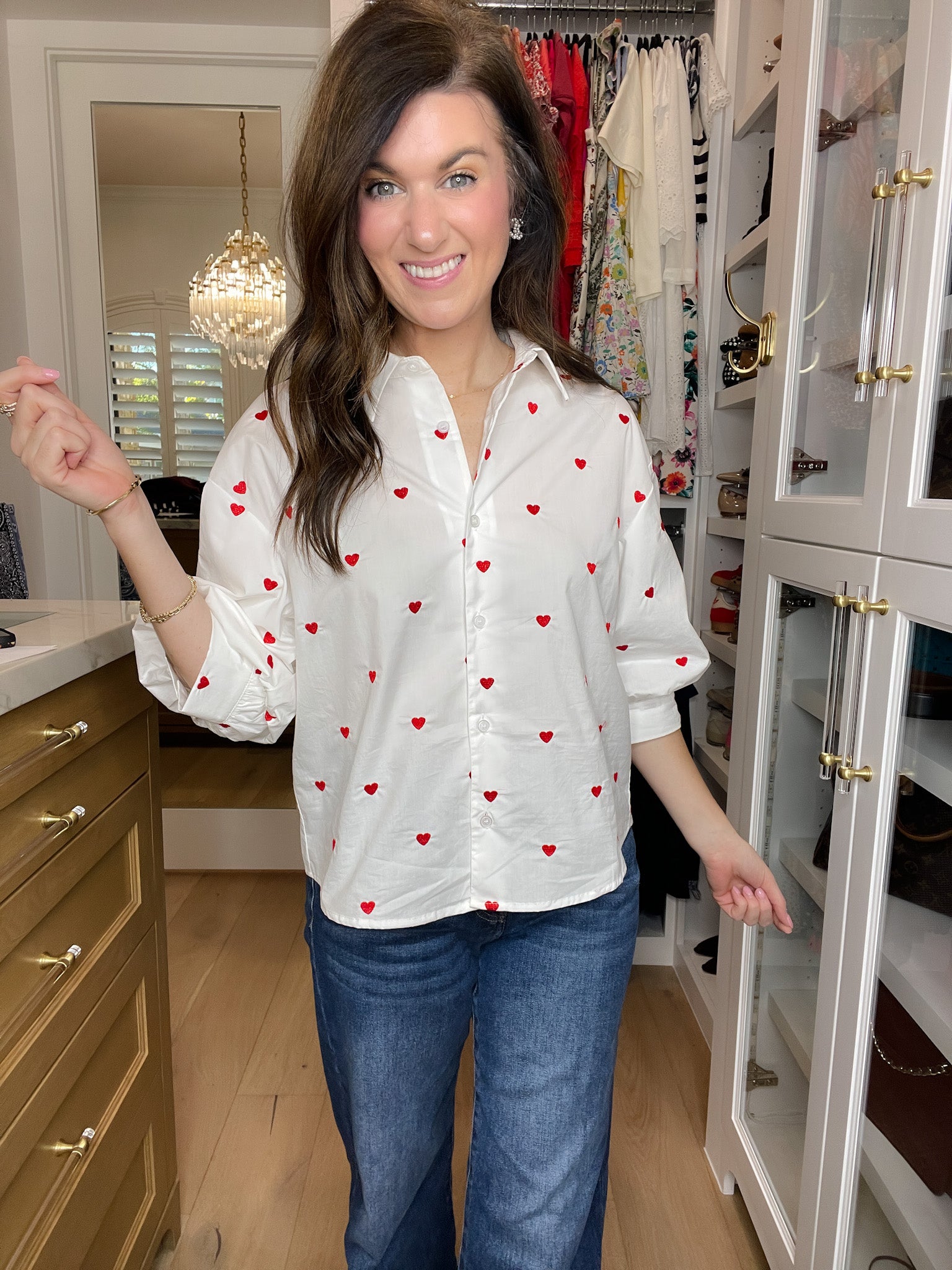 Love Note Button Down in White