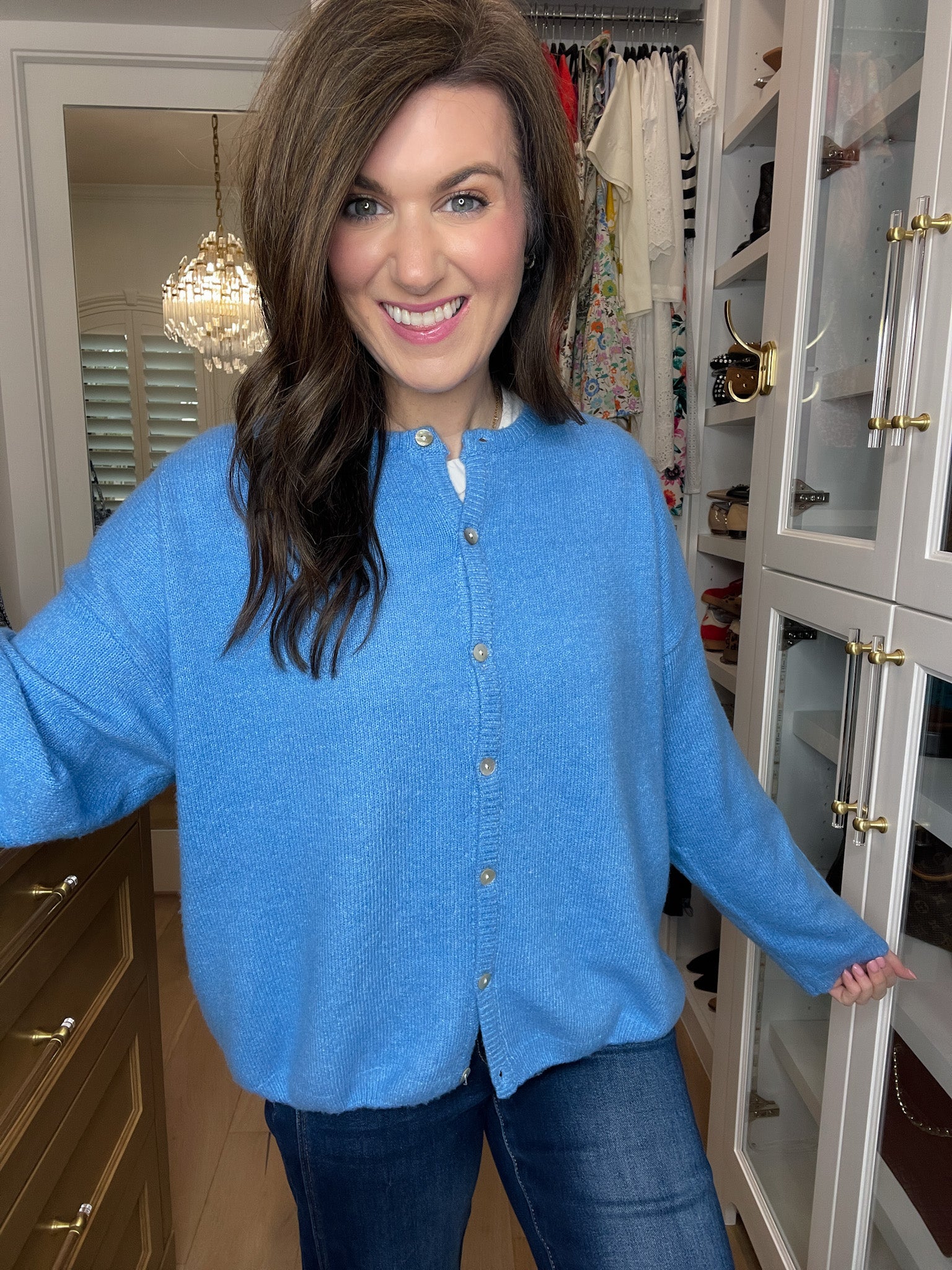 Layer It On Cardigan in Blue