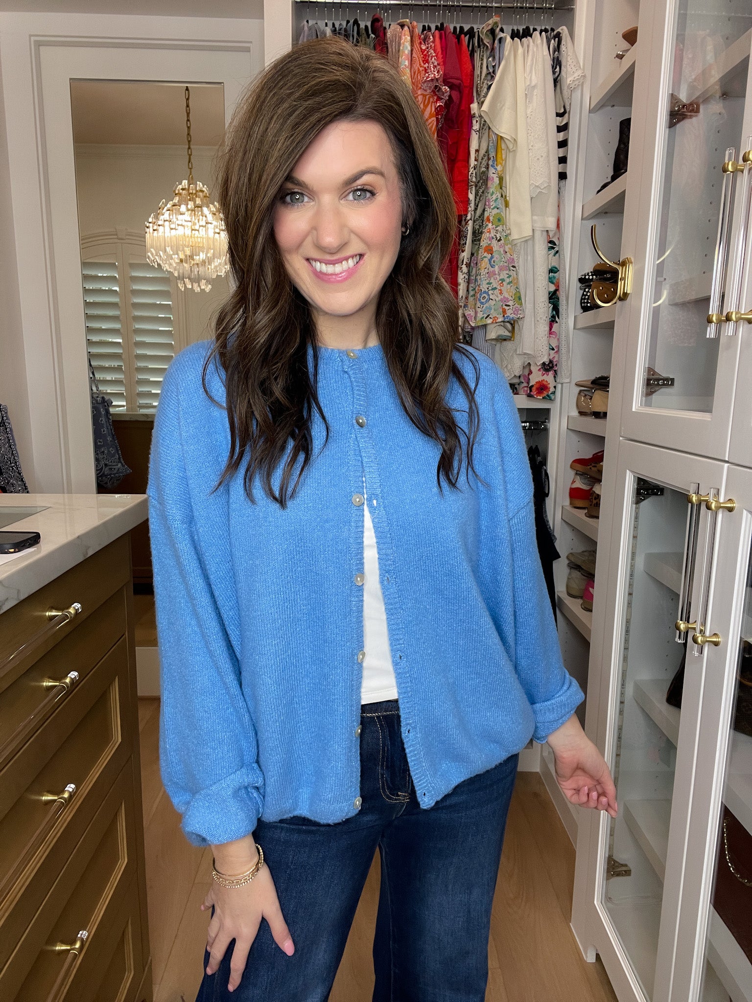 Layer It On Cardigan in Blue