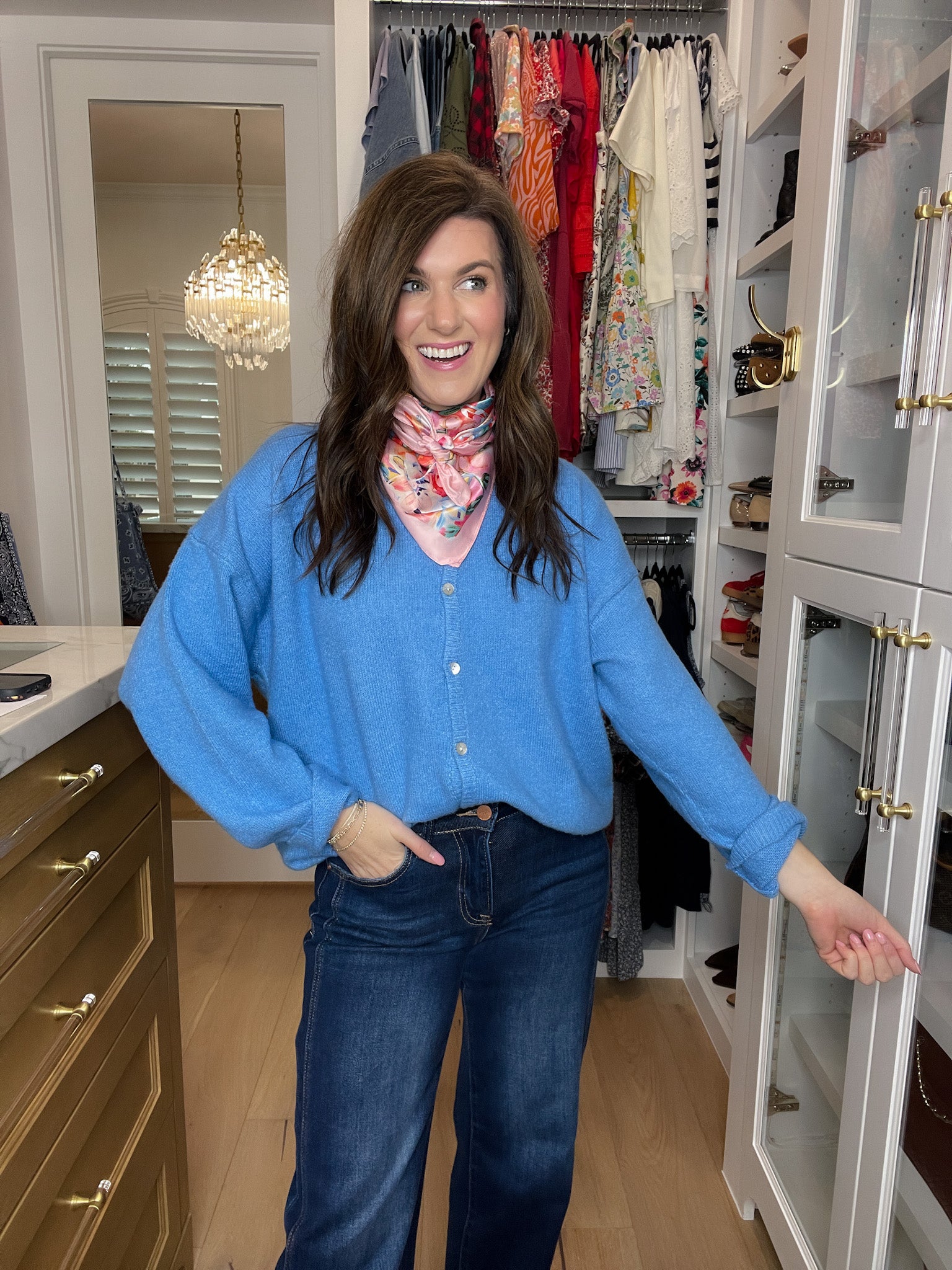 Layer It On Cardigan in Blue