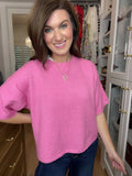 Easy Joy Short Sleeve Sweater in Pink