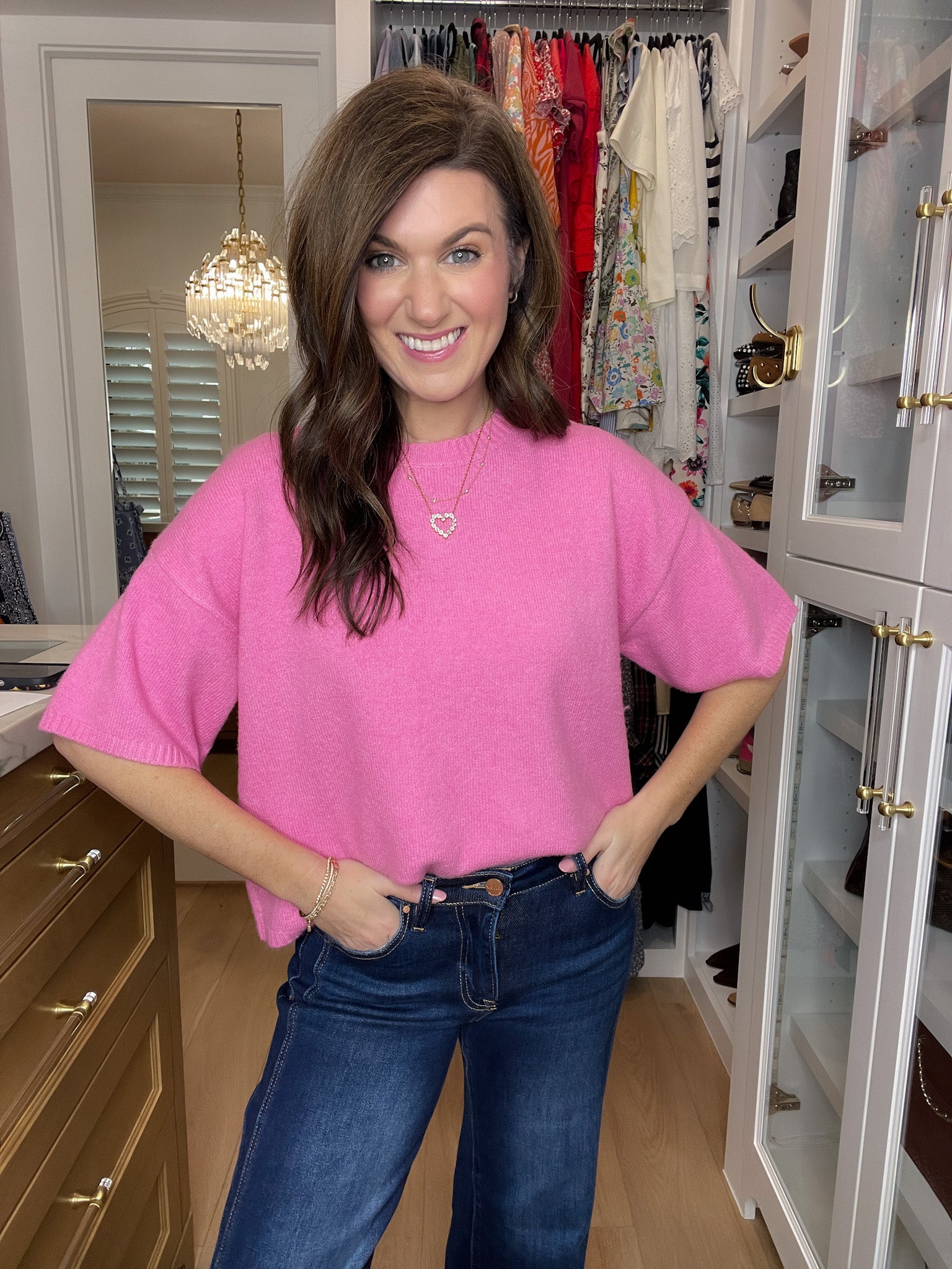 Easy Joy Short Sleeve Sweater in Pink