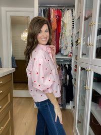 Love Note Button Down in Pink