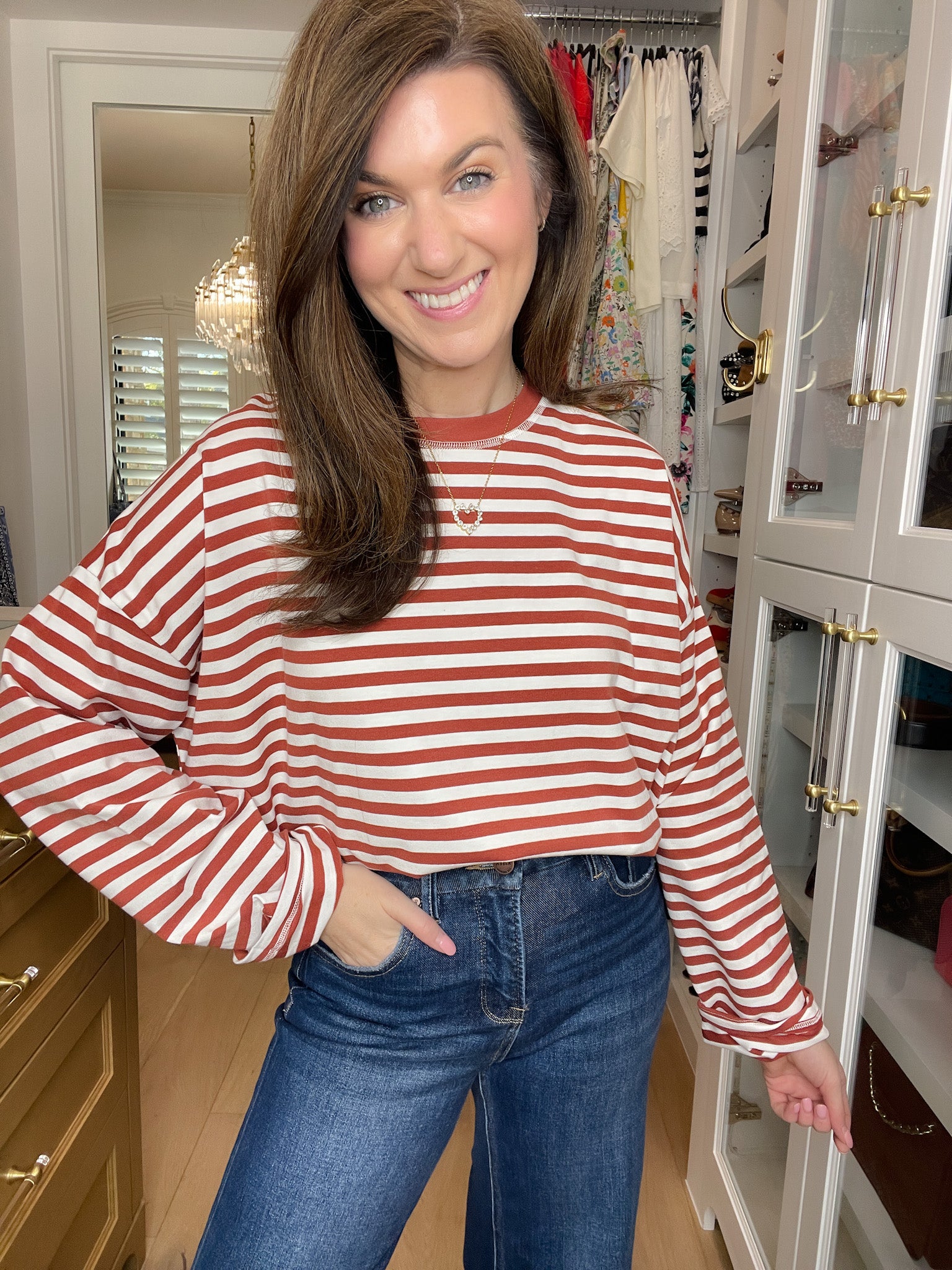 Timeless Lines Striped Tee in Rust