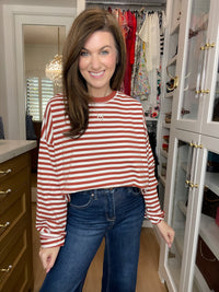 Timeless Lines Striped Tee in Rust