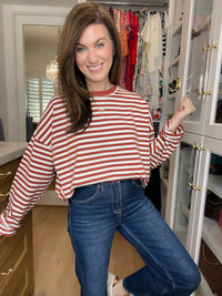 Timeless Lines Striped Tee in Rust