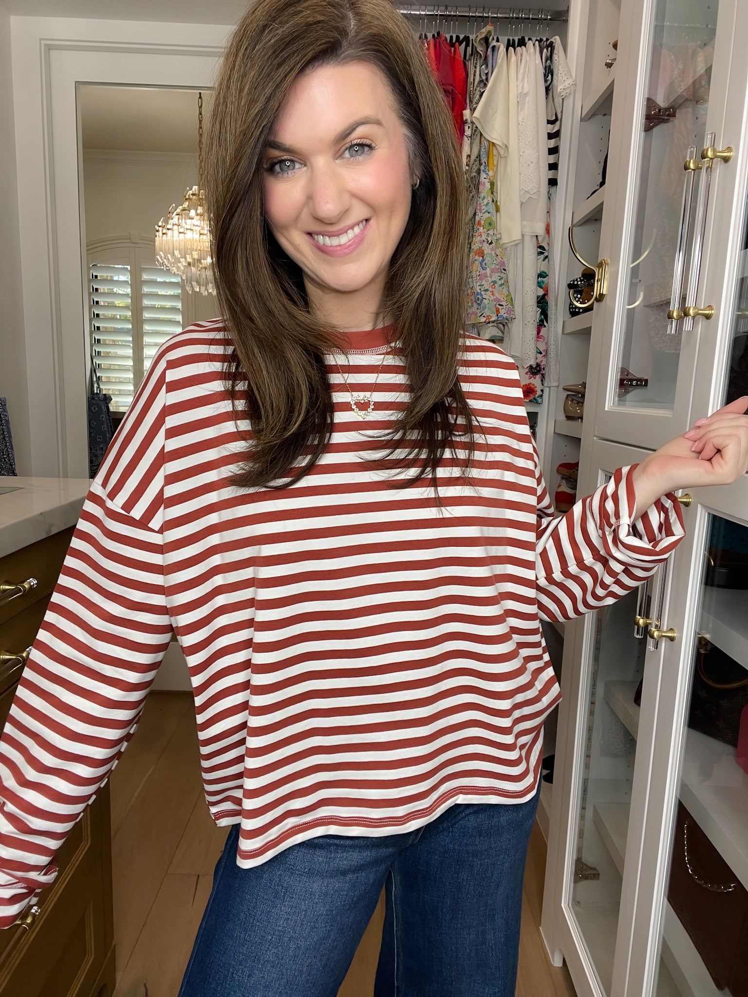 Timeless Lines Striped Tee in Rust