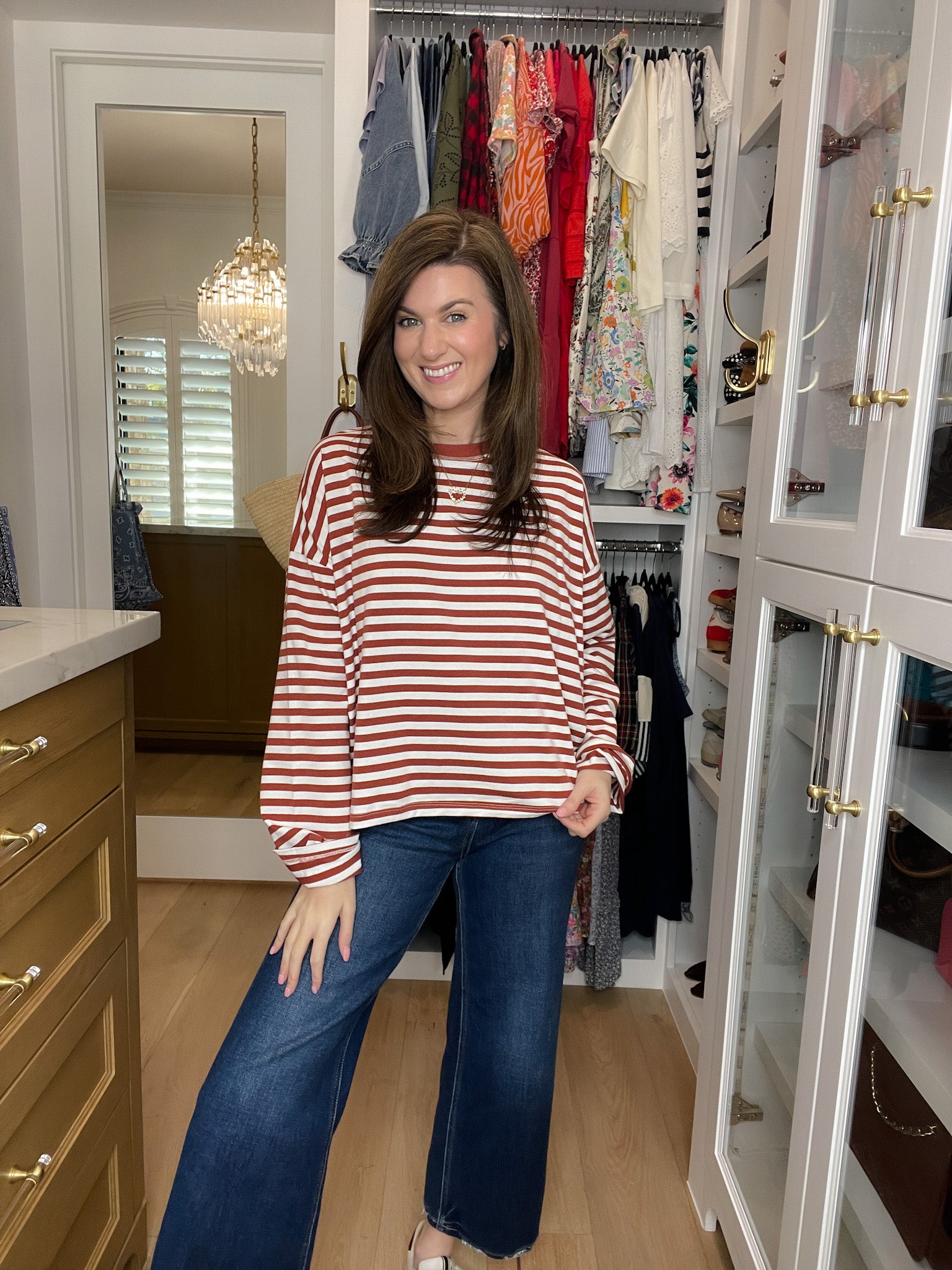 Timeless Lines Striped Tee in Rust