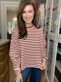 Timeless Lines Striped Tee in Rust