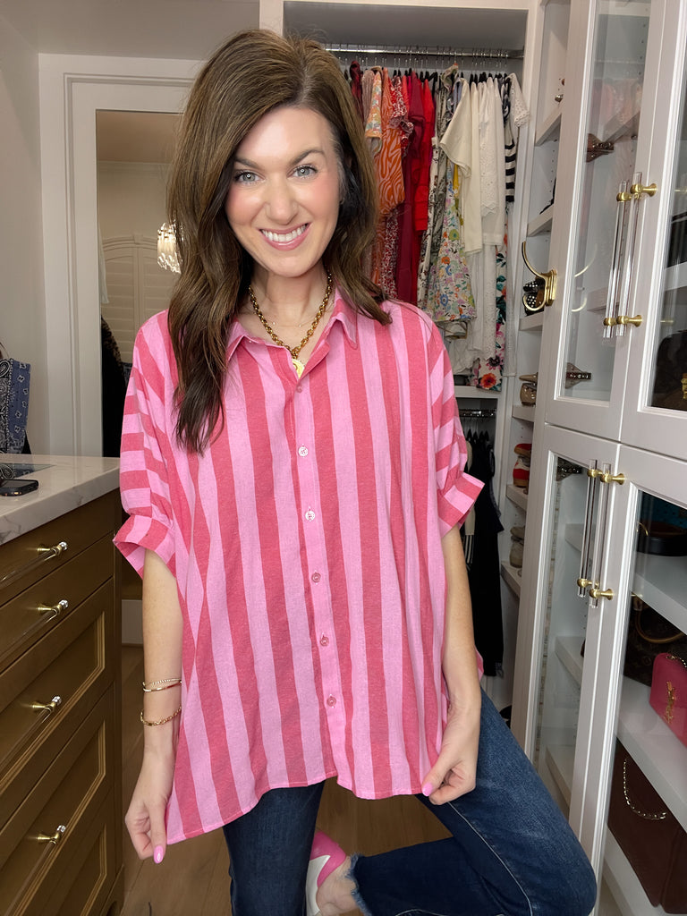 Good Mood Striped Button Down