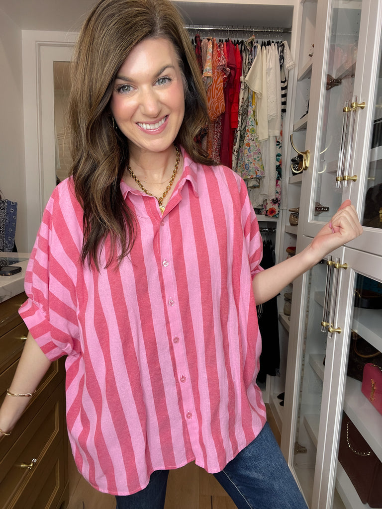 Good Mood Striped Button Down