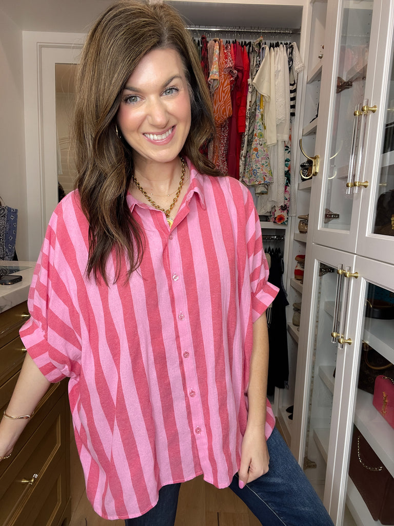 Good Mood Striped Button Down