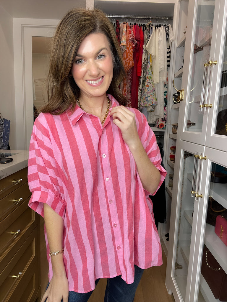 Good Mood Striped Button Down