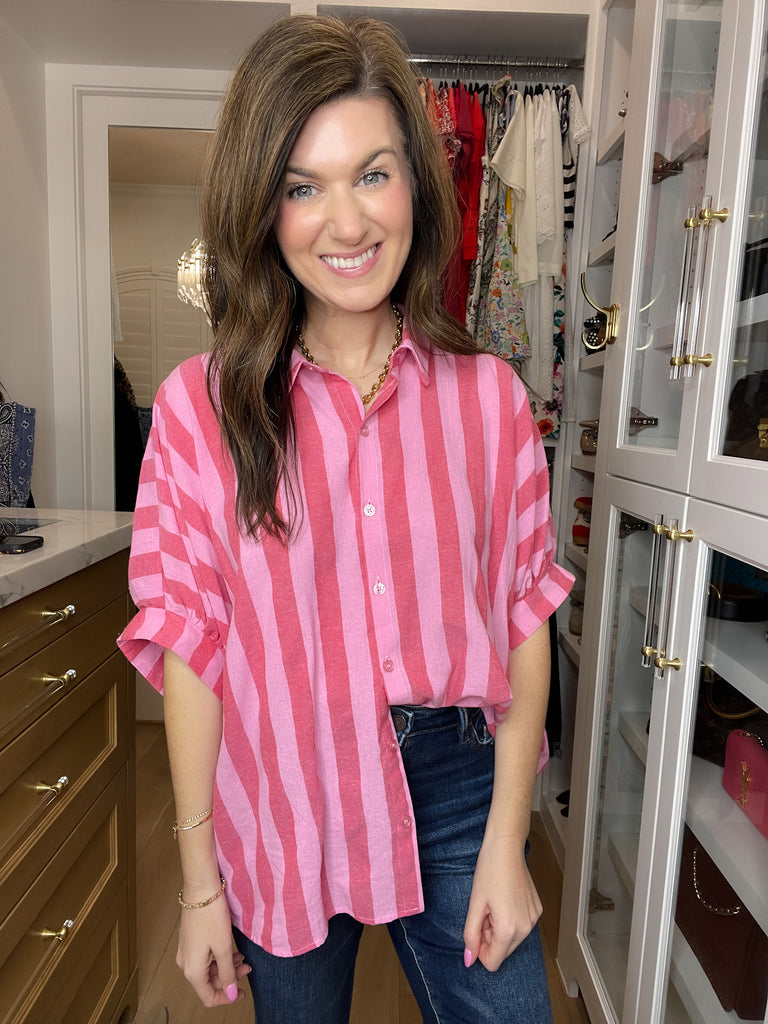 Good Mood Striped Button Down