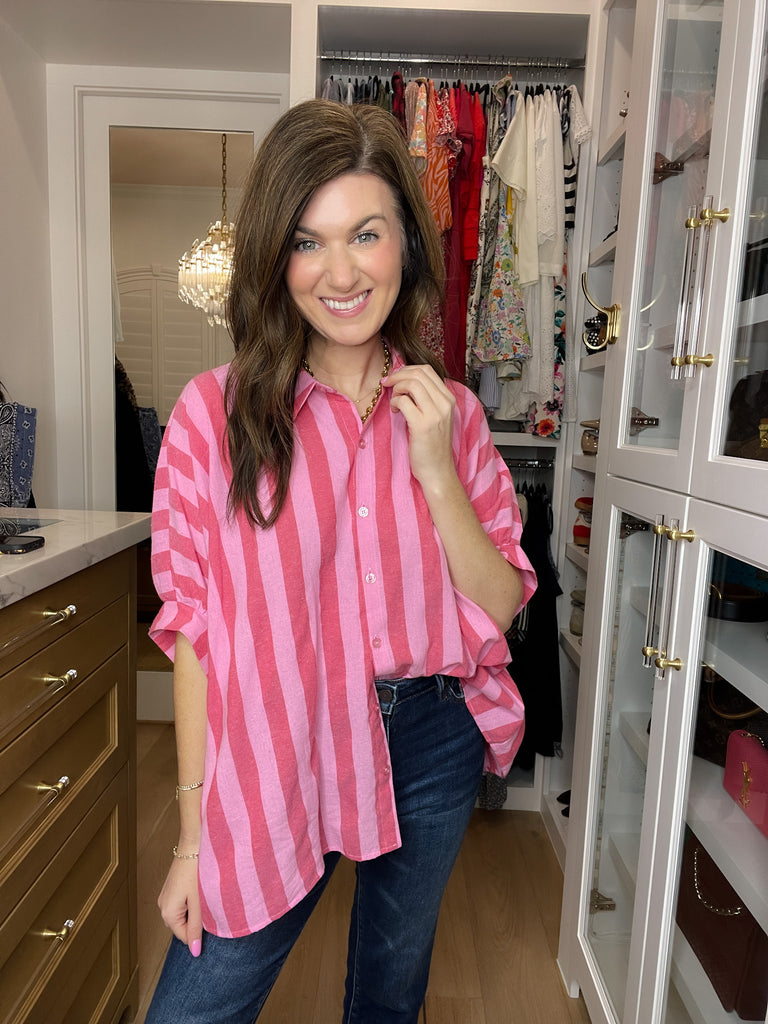 Good Mood Striped Button Down